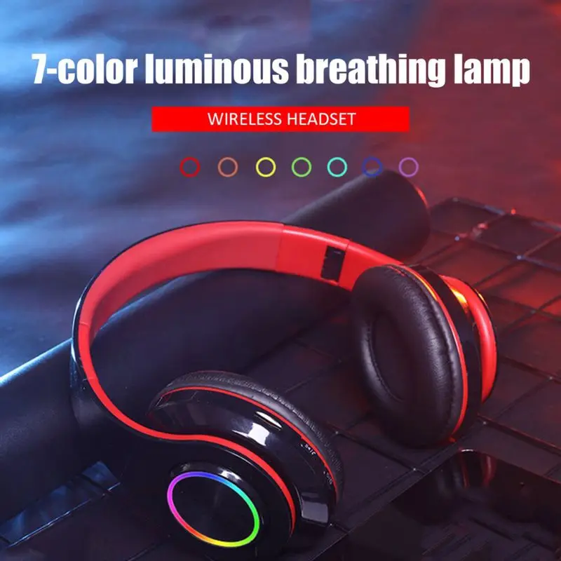 B39 Wireless Bluetooth Headphones LED Lights With MIC Mp3 Player
