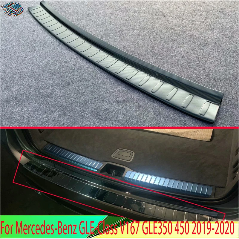 Silver Steel for Benz GLE350 GLE450 Rear Bumper Sill Guard Plate Cover Protector