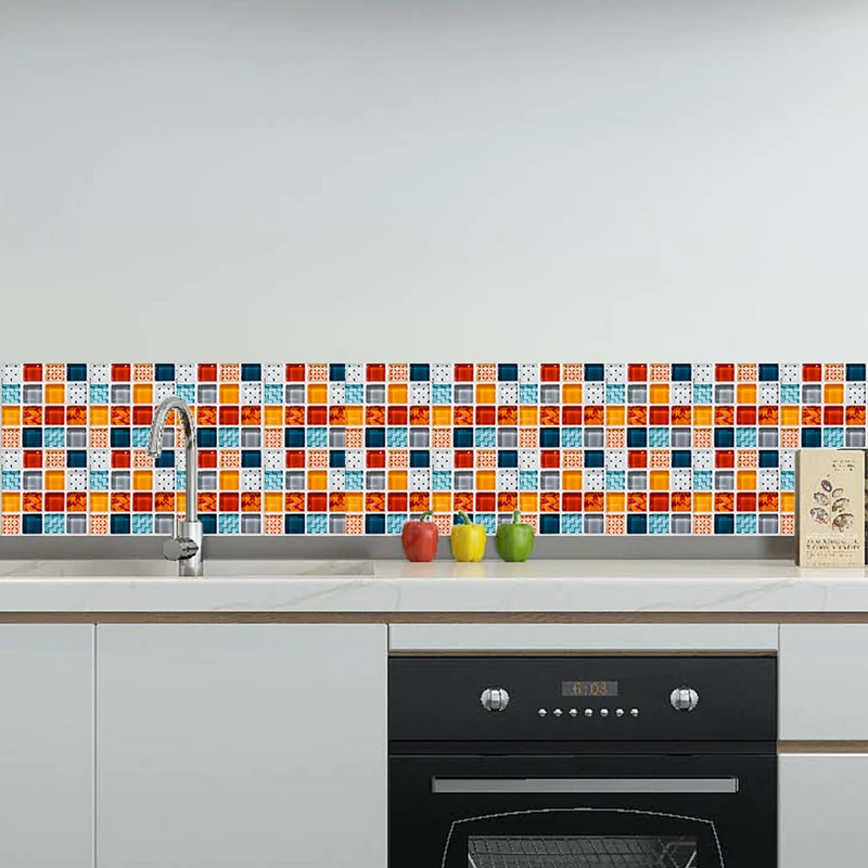 

Unique Colorful Tile Mosaic Sticker 3d Self Adhesive Wallpaper Stickers Wall Waterproof Kitchen Bathroom Decor Muursticker EZ235