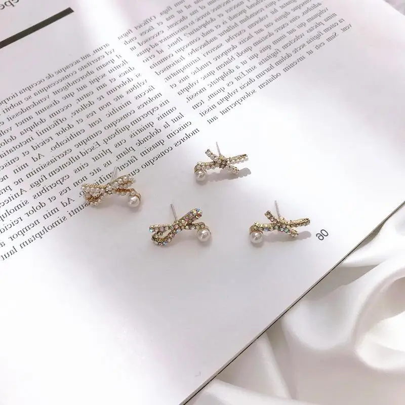 Корейский Новый Модный горный хрусталь геометрический Асимметричный бант