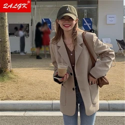 Casual terno jaqueta feminina outono/inverno 2021 novo solto alto sentido topos temperamento solto meados de comprimento único breasted roupas femininas