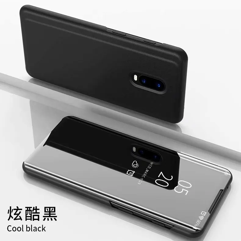 

Oneplus 6 case vertical bracket flip case cover plating mirror protection leather case For Oneplus 7 Pro 6 6t
