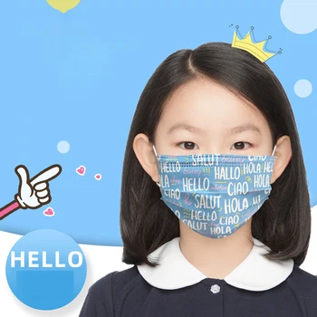 

10 PCS Adult Masks Kid Disposable Masks Children No-woven Face Mouth Mask Anti-dust Blue Alphabet Pattern PM2.5 Windproof Mask