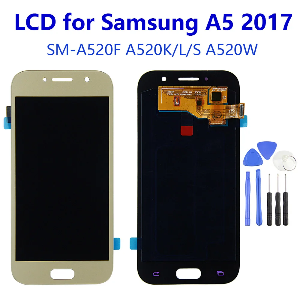 5 2 &quotAMOLED LCD для SAMSUNG Galaxy A5 2017 A520 SM-A520F A520K/L/S A520W ЖК-дисплей сенсорный экран