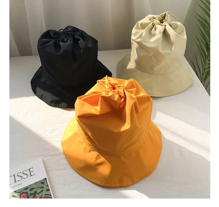 Double-sided wearing face mask sun hat female spring and summer tide pocket cap folding fisherman hat female hat summer