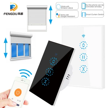 

WiFi Curtain Switch Touch Panel eWeLin App Remote Control Electrical Roller Shutter Blind Voice Control Google Home Amazon Alexa