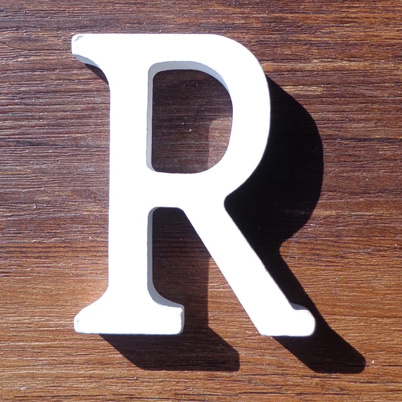1pc White Wooden Letter English Alphabet DIY Personalised Name Design Art Craft Free Standing Heart Wedding Home Decor - Цвет: R