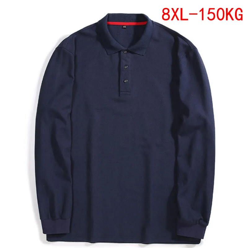 Оверсайз размера плюс 3XL 4XL 5XL 8XL 150 кг Для мужчин футболки с длинными рукавами; Сезон осень; Кардиган с отложным воротником футболки для девочек; Очень большие размеры Топы 68 70 72 74 76