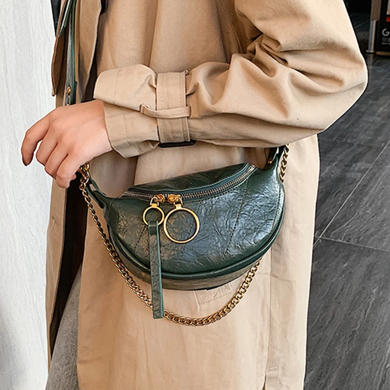 

2019 women famous brand Female chain Bags Waist black Bag Women fahsion waist Bag PU Leather Shoulder Crossbody Chest HandBag