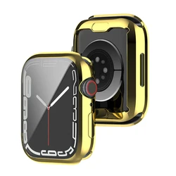 Premium Soft TPU All - Coverage Protective Case with Screen Protector for 41mm  Series 7 8 (Gold)