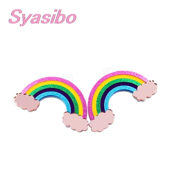 

(1pair) AC1589-67mm Rainbow For Jewelry Accessories Pink Glitter Mirror Large Rainbow Party Gifts Acrylic Rainbow For Earrings