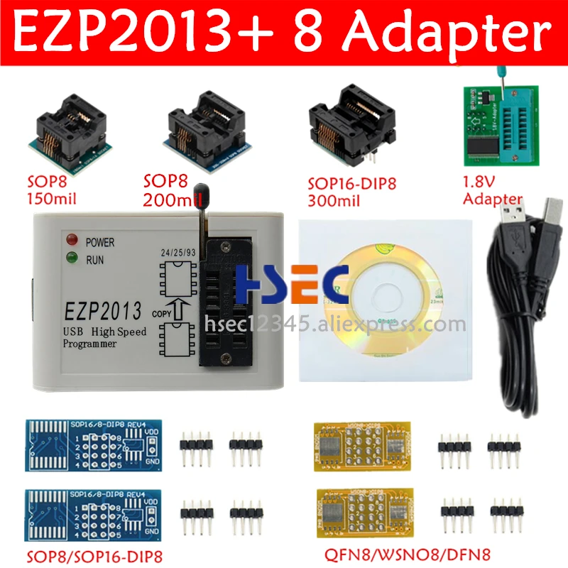 Высокоскоростная usb вспышка EZP2013 EZP2019 адаптер SOP8 150 мил 1 8 до DIP8 SOP16 В разъем QFN8 WSNO8