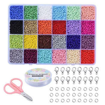 

24 Grid Mixed Color Glass Rice Beads with Tool Set Cross Stitch Beads Beading Materials Handmade Diy Jewelry Accessories