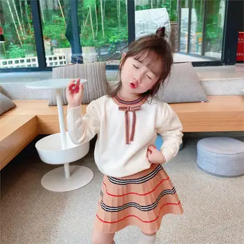 

Mihkalev 2-7Year Baby Girl 2020 Autumn Clothes Set Kids Girls knitting Clothing Sets Sweater +Skirt Children Fall Outfits
