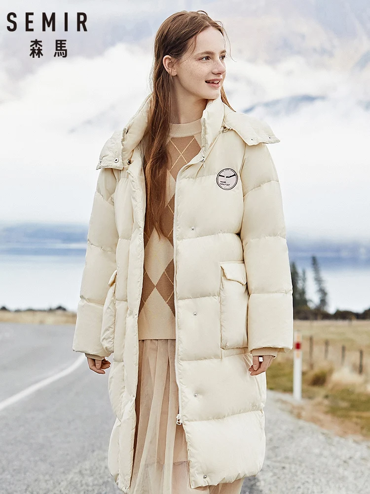 SEMIR 2020 новая зимняя куртка пуховик для женщин до колена Длинные сапоги выше
