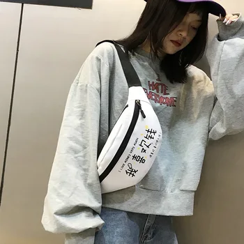 

Woman Waist Bags New Unisex Belt Bag Print Fashion Nylon Fanny Pack Personality Font All-Match Shoulder Crossbody Chest Bag