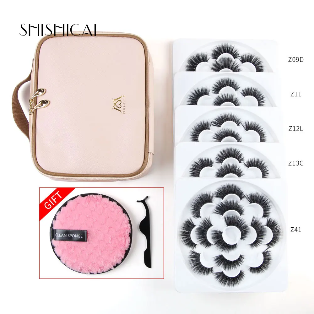 

NEW 35 pairs Mink Lashes 3D Makeup False Eyelashes With Pink Makeup Bag Tweezers for Eyelashes Fluffy faux cils Soft Maquiagem