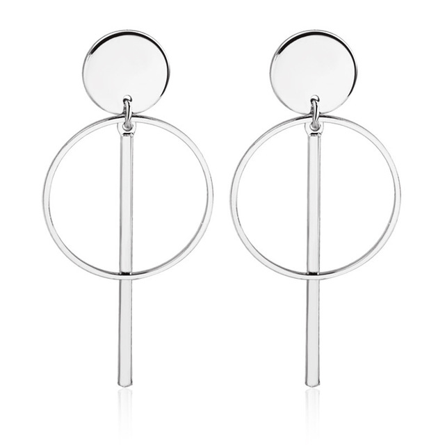 Vintage Drop Earrings For Women Gold/Silver Color Big Geometric Statement Earring 2019 Fashion Earring India Jewelry