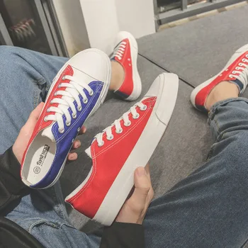 

Men Canvas Sneakers Lovers Comfortable Shoes Vulcanize Flats Casual Man Chaussure Lace-up Ladies Walking Footwear Plus size