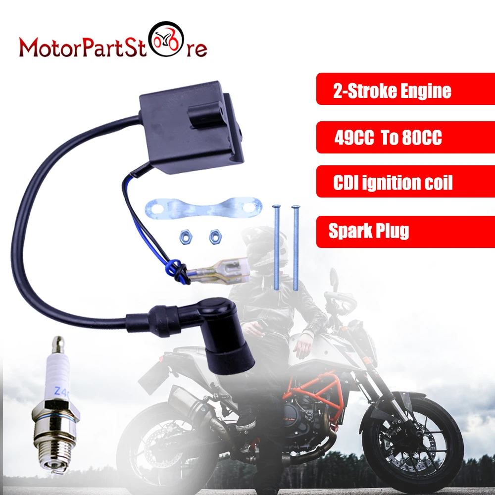 Новые замены свечи зажигания катушки CDI с монтажными частями для 50cc 66cc 80cc 2