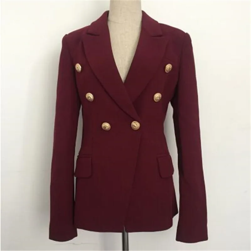 HIGH STREET Новая мода дизайнерский Блейзер Женский пиджак с металлическими пуговицами льва двубортный Блейзер верхнее платье цвет красного вина