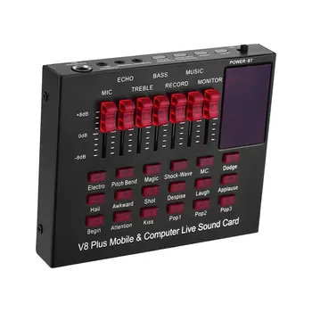 

Multifunctional Rechargeable Mobile & Computer Live Sound Card USB Audio Interface with Multiple Sound Effects BT Connection