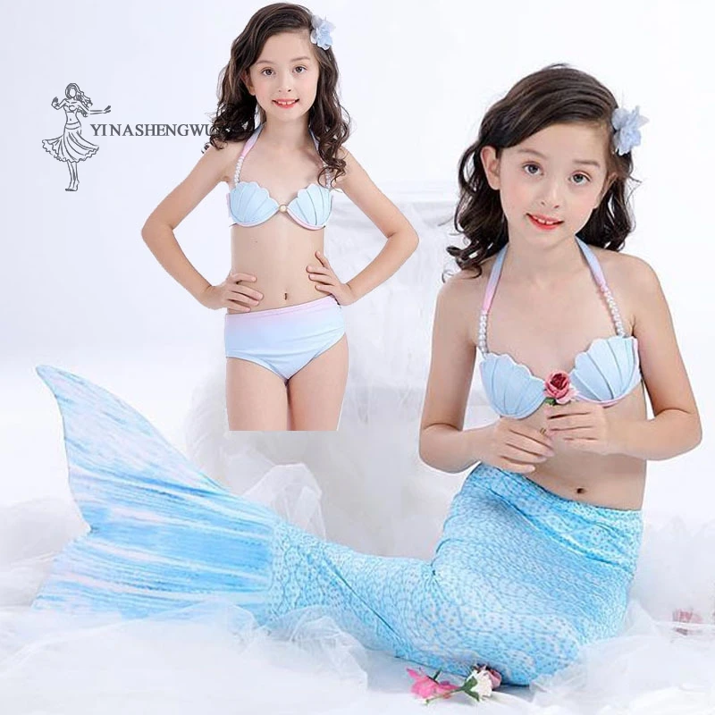 Kids Girls Swimming Mermaid tail Costume Cosplay Children Swimsuit Fantasy Beach Swimmable Costumes Bikini | Тематическая одежда и