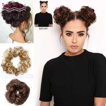

HOUYAN Curly Synthetic Hair Bun Straight Elastic Band Updo Hair Piece Synthetic Women Hair Accessories