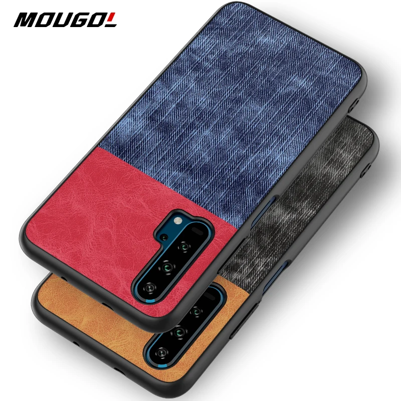Противоударный чехол накладка для Huawei Honor 20 Pro из джинсовой ткани силиконовый