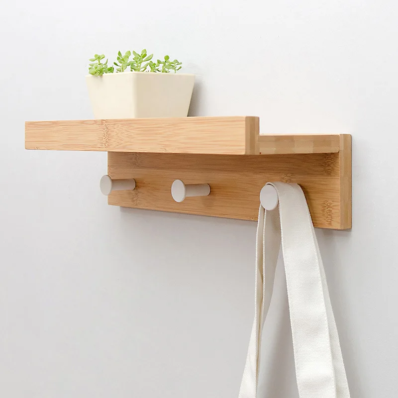 Perchero madera con gancho para colgar en la pared, estante almacenamiento para llaves, decorativos para el hogar, dormitorio, sala de estar y baño _ - Mobile