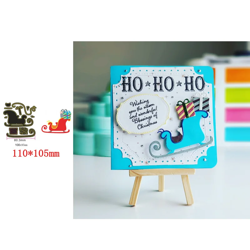 

New Design Hot Sell Christmas Sleigh Gift Box Metal Cutting Dies Scrapbooking Paper DIY Cards Crafts Embossing Die Cuts New 2019