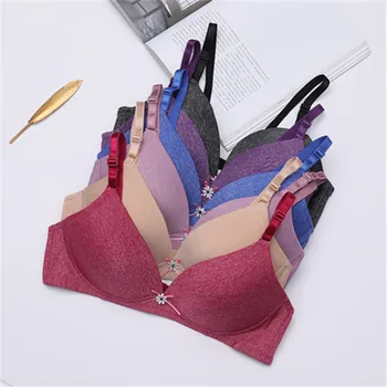 

Fashion Casual Underwear Women's Rimless Thin Cup Bra Colored Cotton Smooth Comfortable Gathering Adjusting Women's Bow Bra