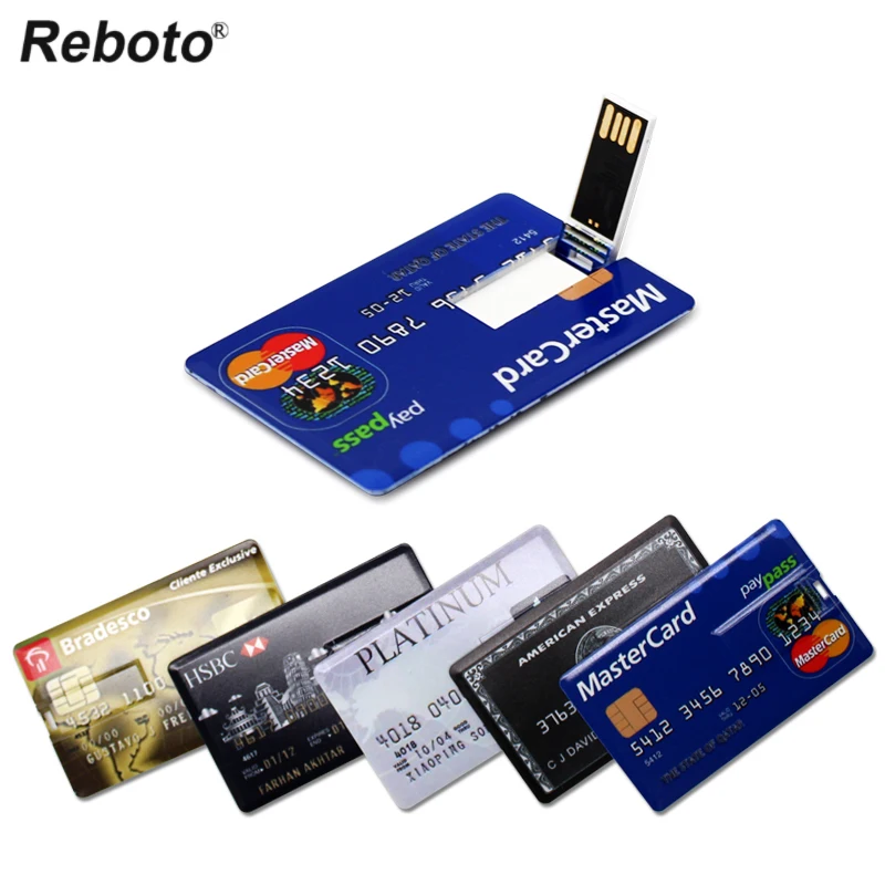 Unidad Flash USB de alta velocidad tarjeta de crédito bancaria memoria Flash USB Drive 2GB 4GB 8GB 16GB 32GB 64GB Pendrive 32GB 64GB USB флэшка memoria de disco USB