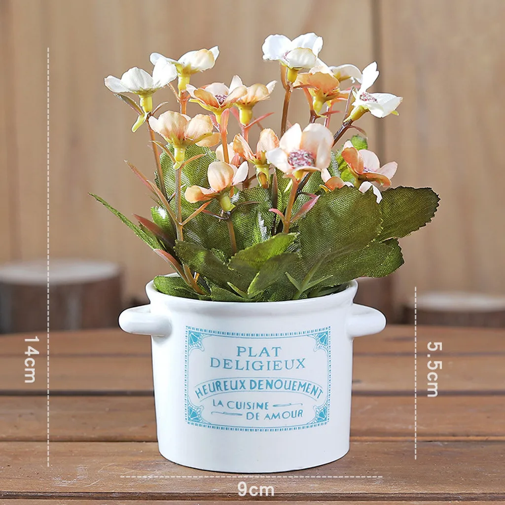 6 New Simulated plant bonsai fashion Ceramic Pots Artificial Plants Potted Living Room Desk Decorative Flowers#pingyou - Цвет: 6
