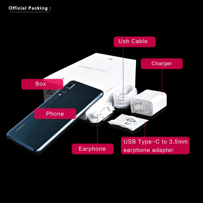 Мобильный телефон huawei P20 Pro, 6,1 дюймов, Kirin 970, четыре ядра, отпечаток пальца, ID, разблокировка лица, SuperCharge, 4000 мАч, GPU Turbo