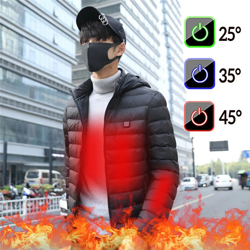 Unisex warm jacket winter plus velvet USB rechargeable heating jacket jacket hooded heating vest winter warm homme hiver 30N21 (16)