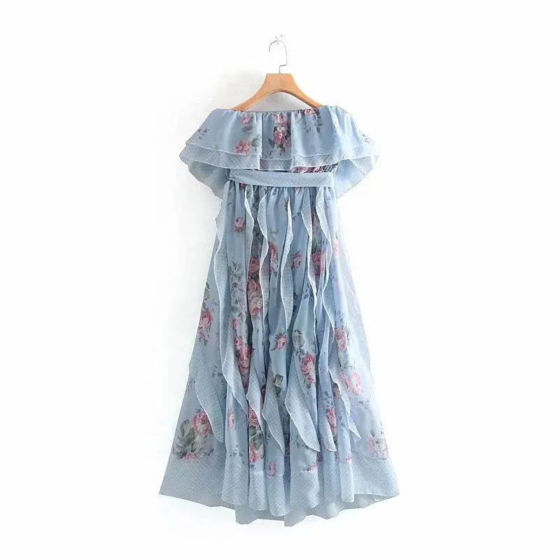 

2019 Western Style Spring And Summer WOMEN'S Dress New Style Polka Dot Flounced Multi-Level Dress