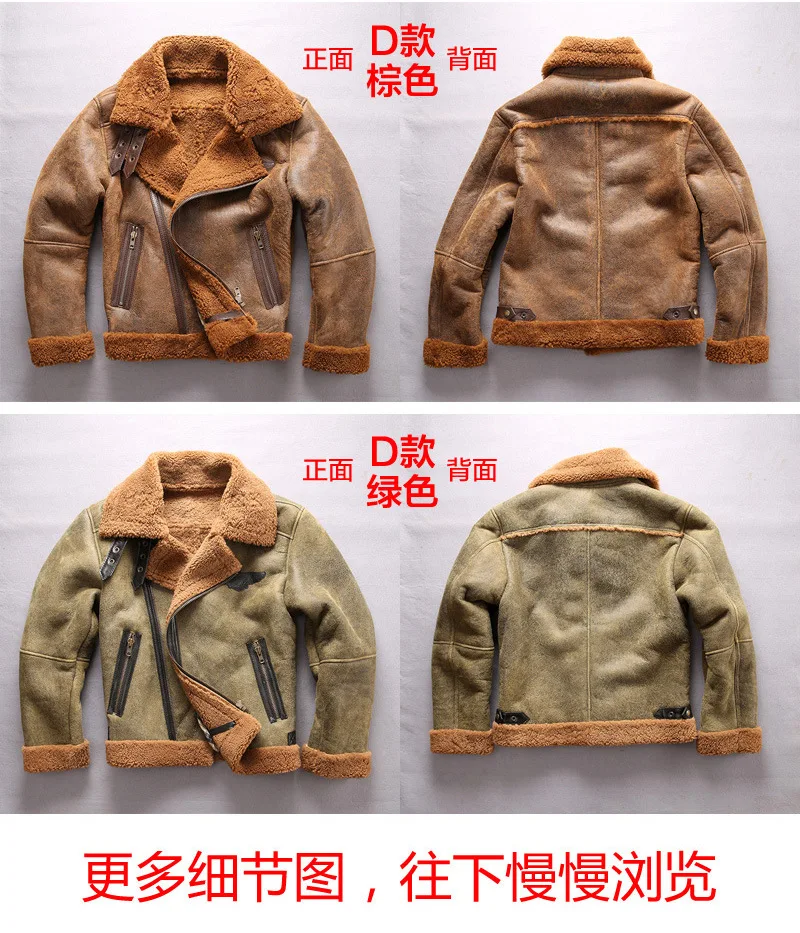 ABOORUN мужская куртка B3 из натуральной овечьей шерсти, кожаная куртка из натуральной овчины, зимние парки, пальто для мужчин R3332