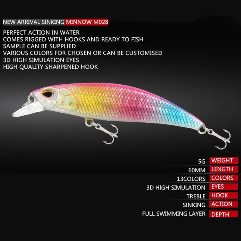 Искусственная жесткая приманка тонущие рыболовные приманки гольян воблеры