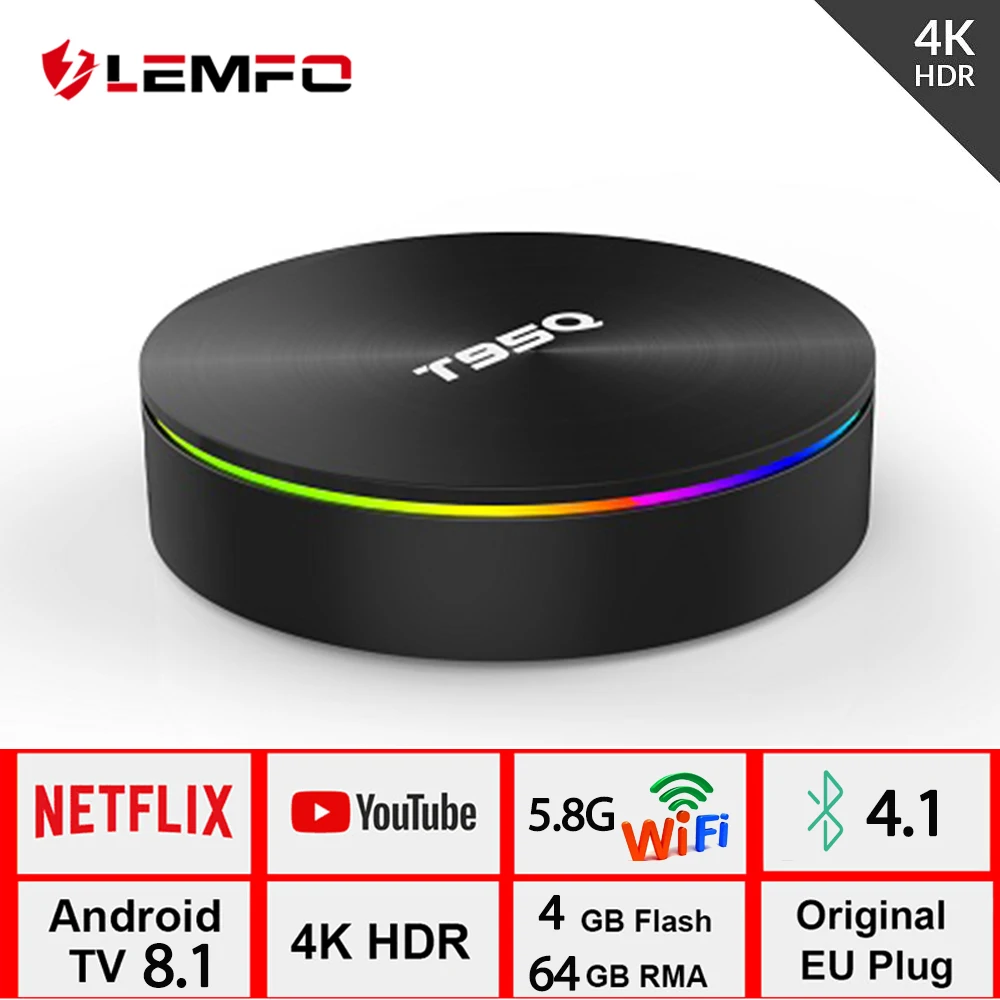 ТВ-бокс LEMFO T95Q Android 9 0 четырехъядерный 2 4/5G wifi Bluetooth 4K медиаплеер DDR3 4 Гб ram 64 rom Amlogic |