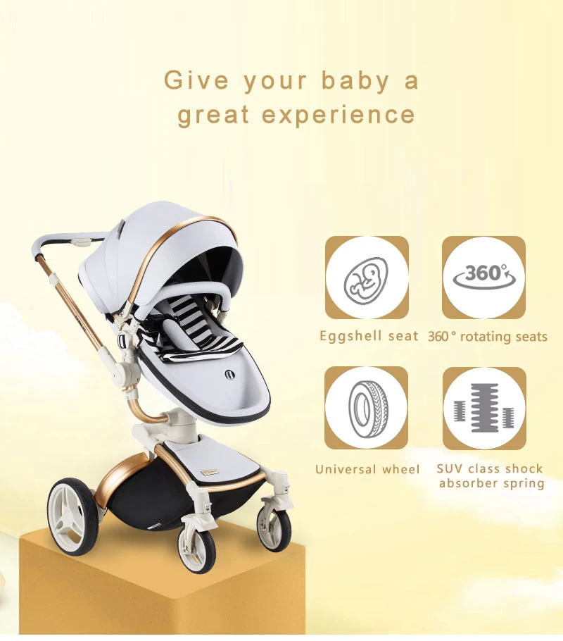 Dearest Diamond baby stroller 2 in 1  with luxury leather baby carriage factory price