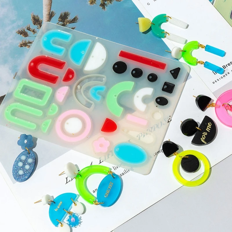 

1 Set Crystal Epoxy Resin Mold Geometric Earrings Ear Pendant Casting Silicone Mould DIY Crafts Jewelry Making Tools