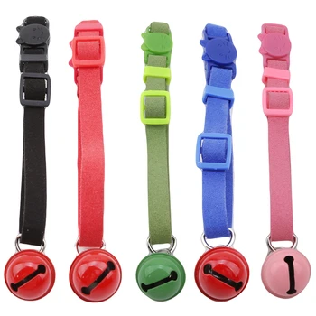 

5 Colors Safety Buckle Adjustable Cat Collar With Bell Kitten Small Dogs Cats Printing Collars Pet Supplies-