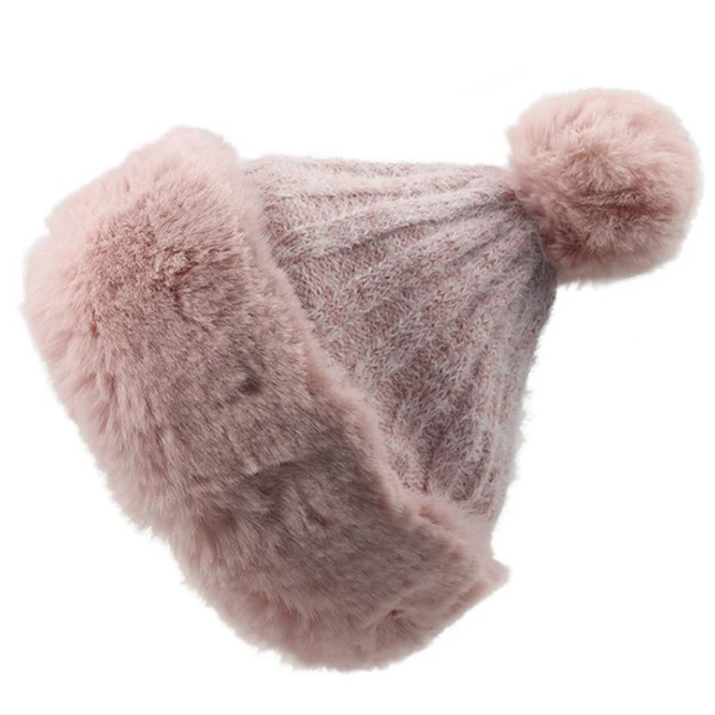 Вязанная женская зимняя мягкая теплая шапка бини женские модные бархатные вязаные шапки с помпоном уличная теплая Повседневная шапка Skullies