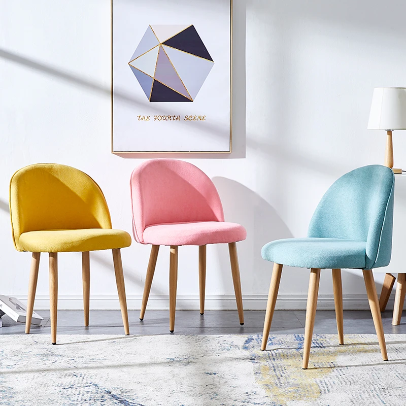 Nordic INS Leisure Wrought Iron Soft Chair Dining Chairs for Dining Rooms Restaurant Furniture Kitchen Bedroom Cafe Dining Chair