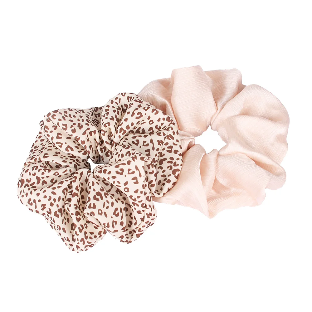 2PCS/Set Fashion Big Leopard Dot Scrunchies Elastic Hair Bands Women Girls Ponytail Holder Hair Tie Rubber Band Hair Accessories 2pcs tailgate hinge buffer rubber for byd e3 dm i had 5604815 trunk door lid hinge buffer block damping rubber pad particles