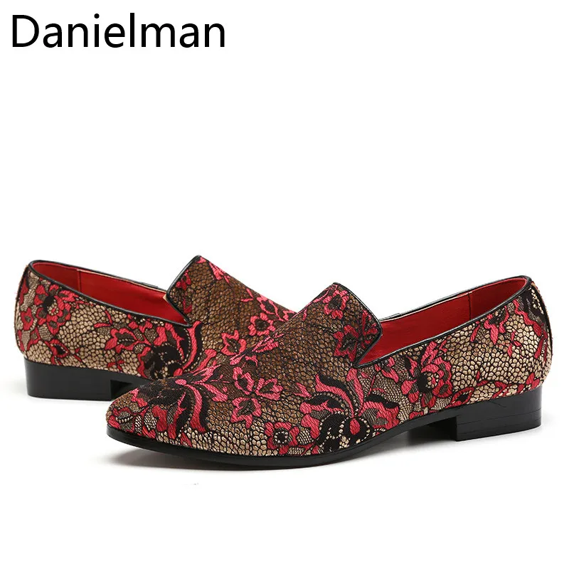 Danielman/Винтажные осенние мужские лоферы с вышивкой; повседневная обувь; дышащая обувь без шнуровки из мягкой кожи; обувь для вождения для мужчин размера плюс