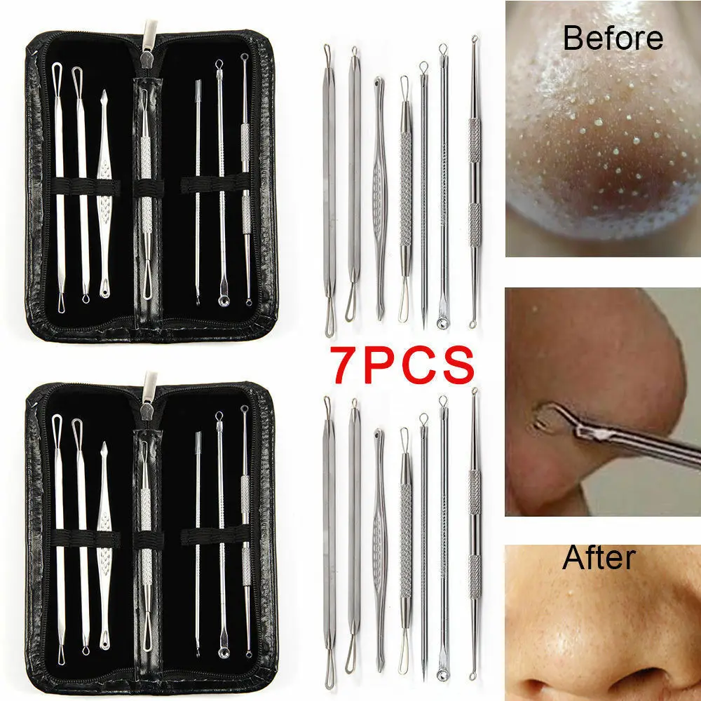 3 4 5 6 7 8 Uds acné Blackhead removedor de agujas para eliminar las espinillas acné punto negro Extractor de acero inoxidable grano Herramienta de extracción