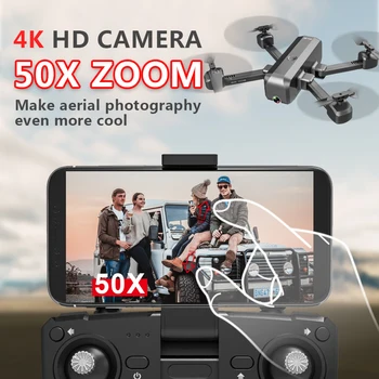 

RC Drone 4K HD Dual Camera 1080P WIFI FPV Foldable Quadcopter 50X Times Zoom Helicopter Professional Drones Stable Height