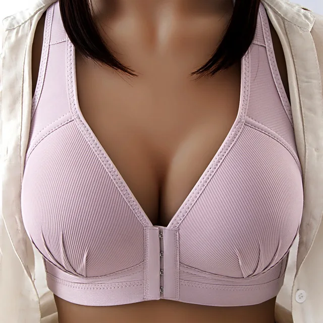  Open Front Bras for Women Womens Solid Color Push Up Top No  Steel Ring Vest Front Button Breastfeeding Bra Underwear (Red-A, Small) :  Clothing, Shoes & Jewelry